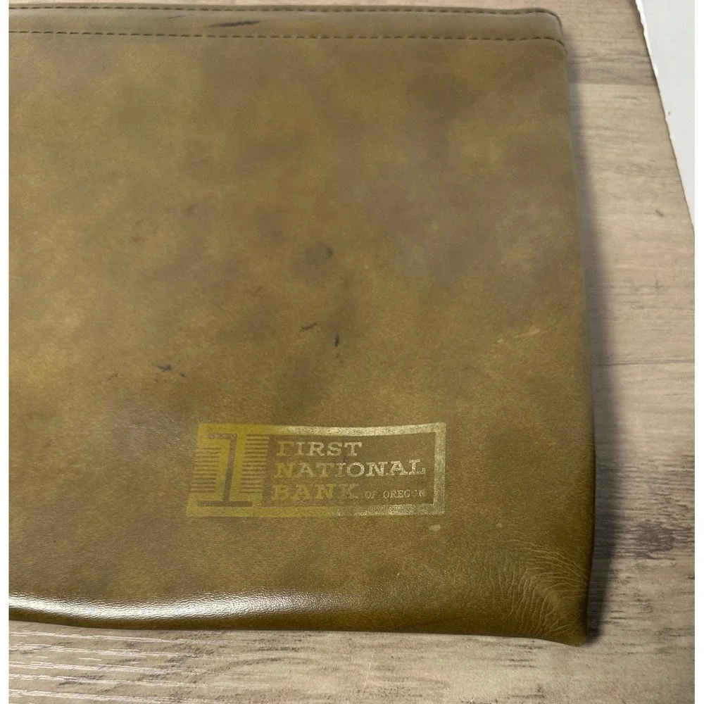 First National Bank of Oregon Vintage‎ Leather Hinged Pouch Clutch Organizer